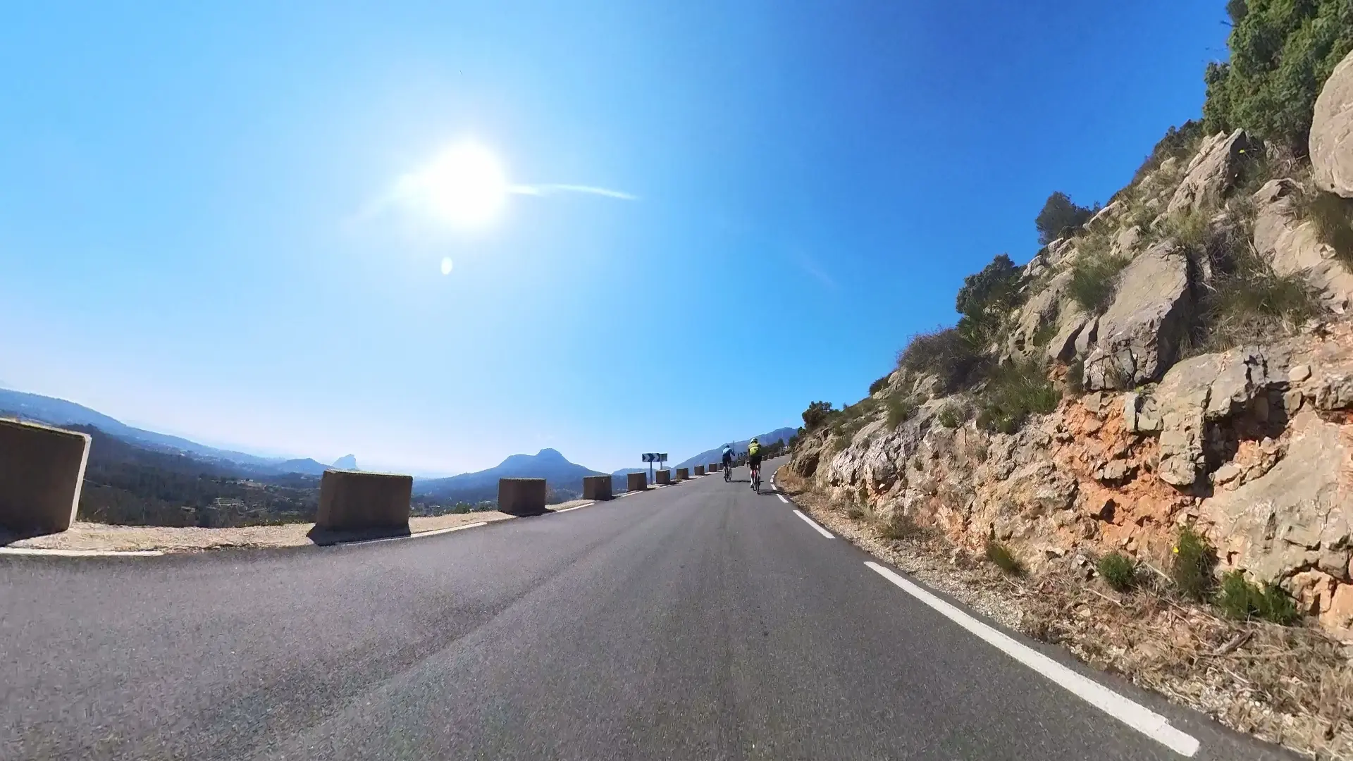 La Bernia ridge cycling, Costa Blanca — dramatic limestone peaks above the Mediterranean coast