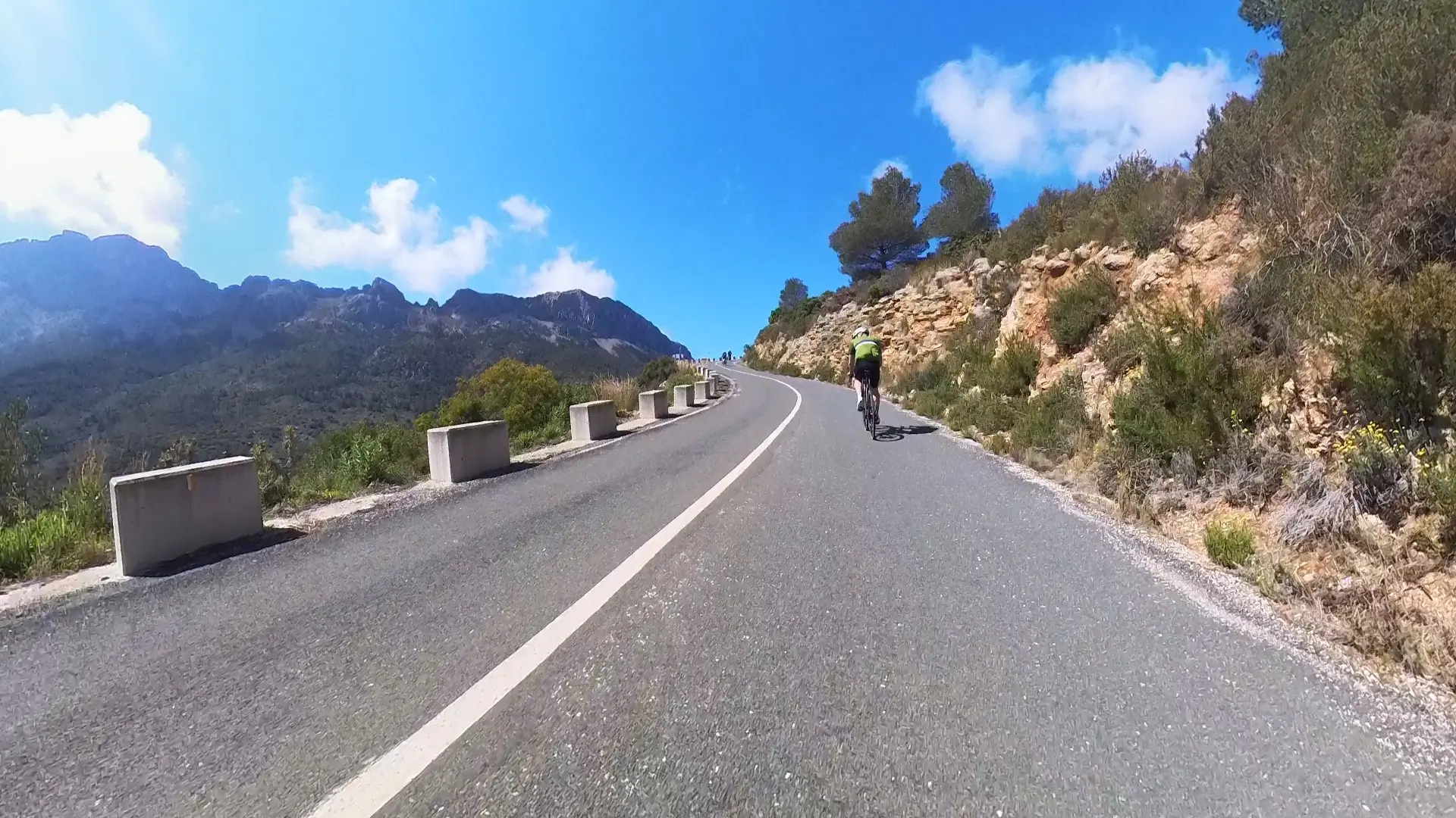 Cycling near La Bernia, Calpe Costa Blanca — mountain roads with views over the sea