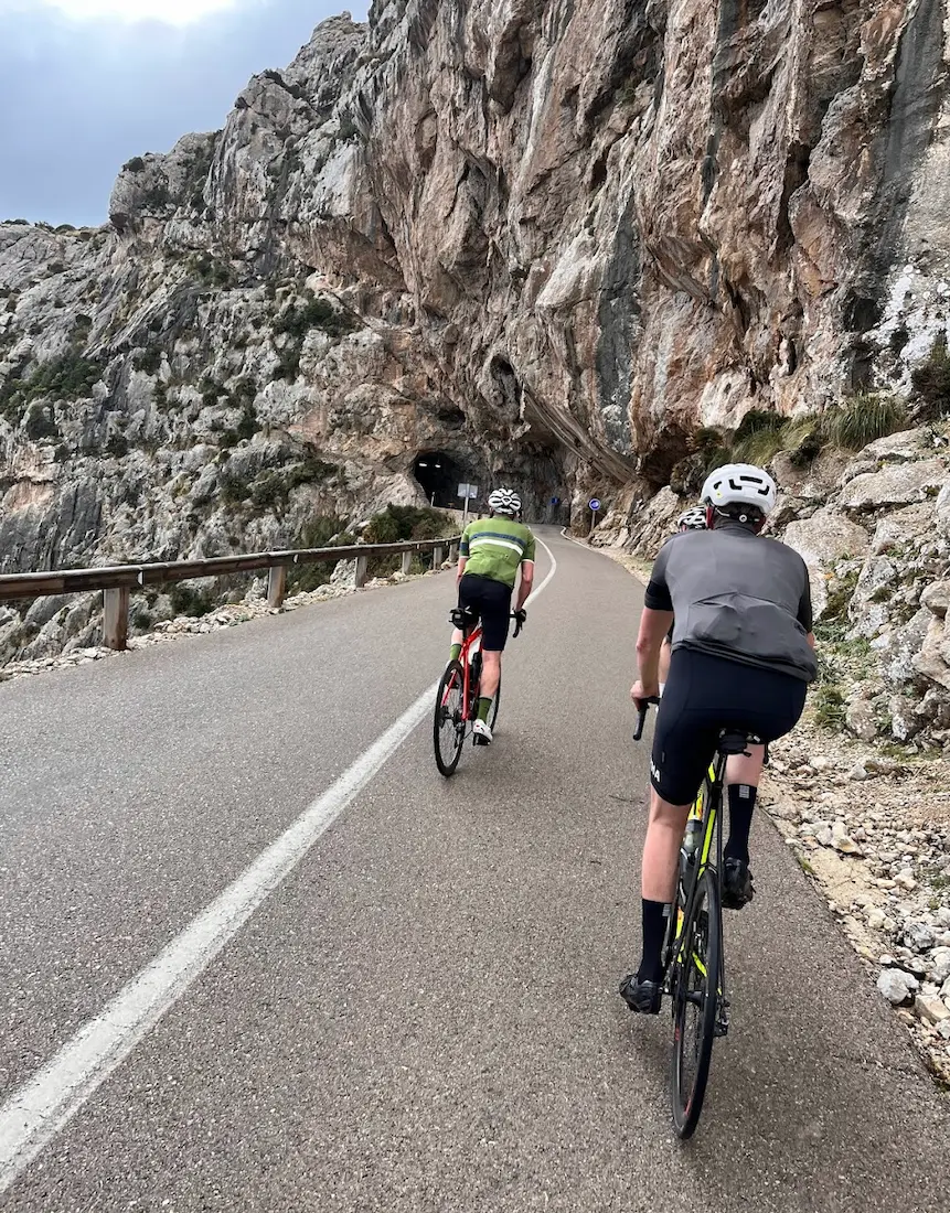Cycling road on Cap Formentor peninsula, Mallorca — dramatic coastal scenery