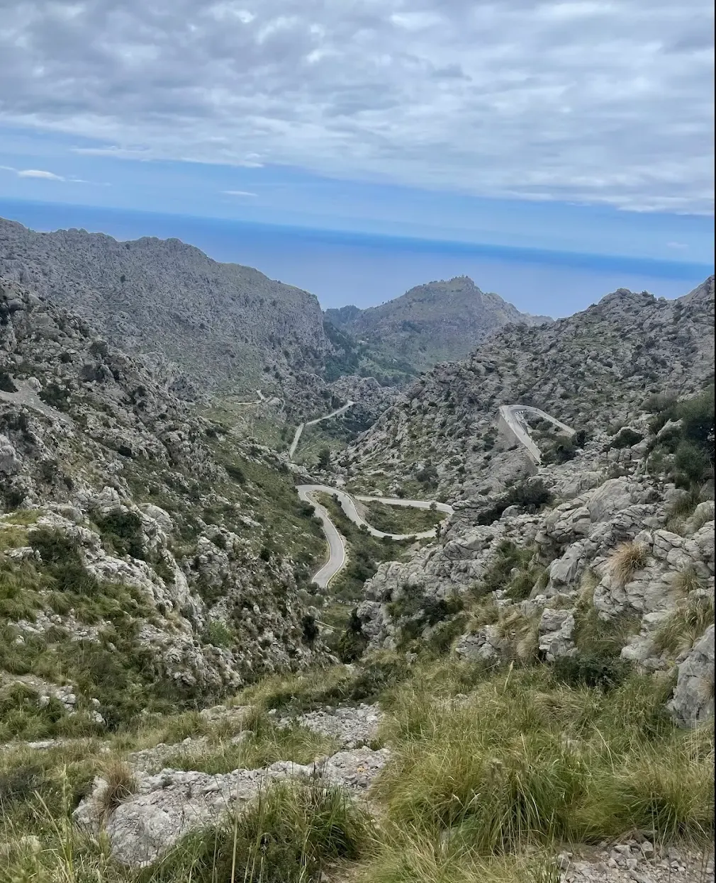 Sa Calobra hairpin climb in Mallorca — the famous Nus de sa Corbata 270-degree spiral loop