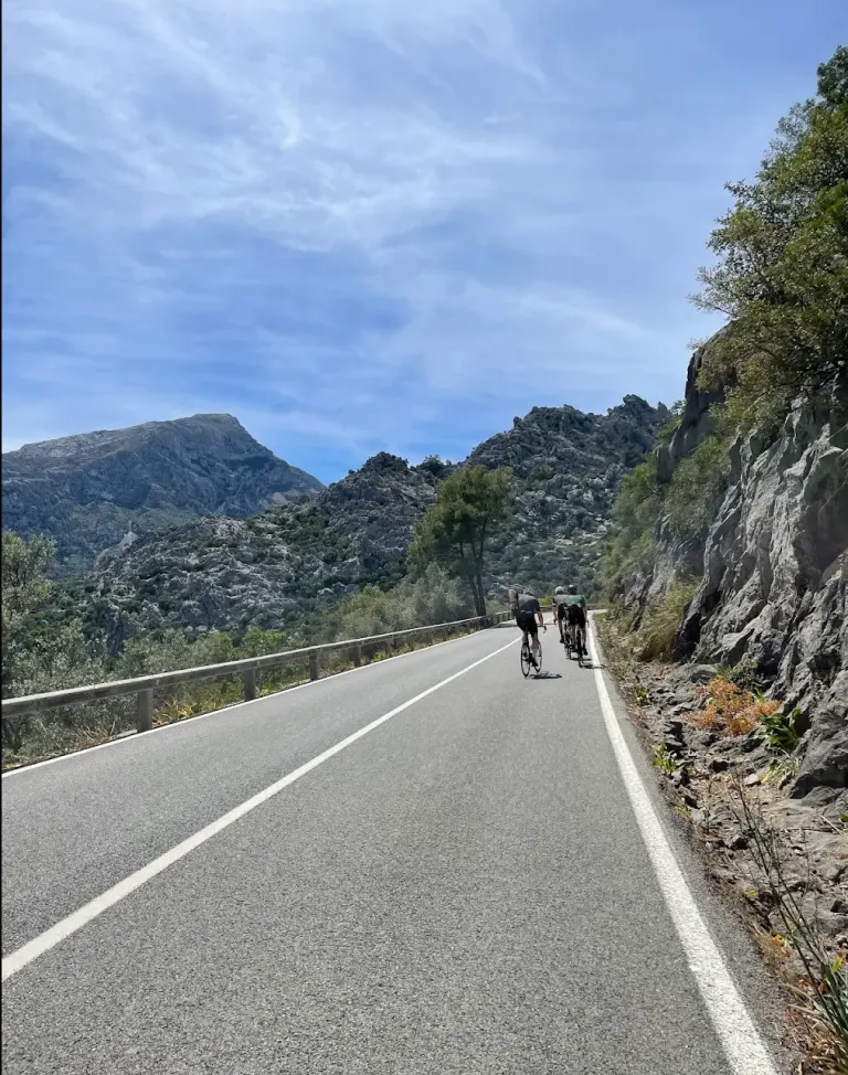 Cycling on Coll de Femenia road, Mallorca — stunning mountain views towards Sa Batalla