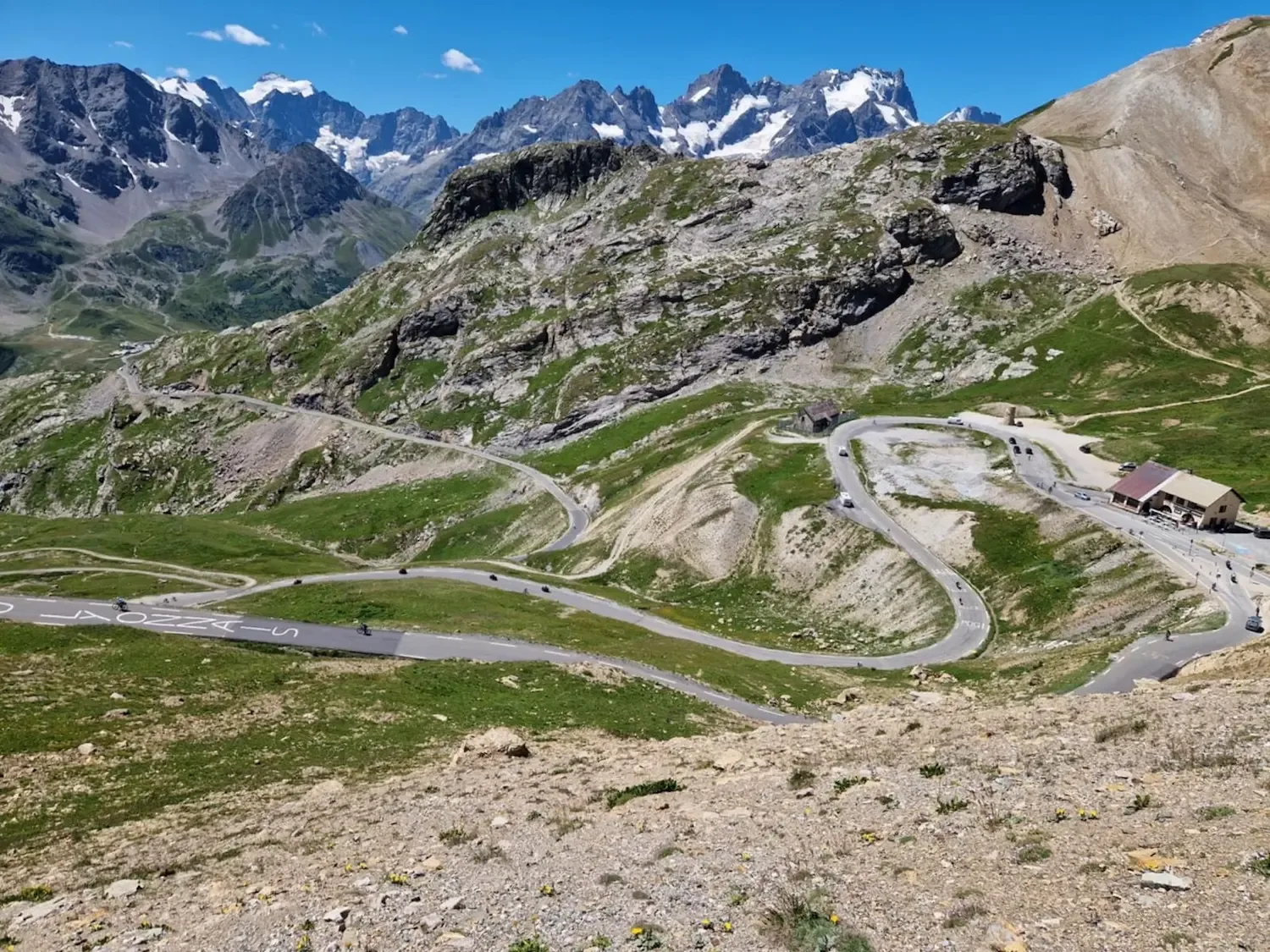 The Galibier hairpins stacking down to the Lautaret refuge