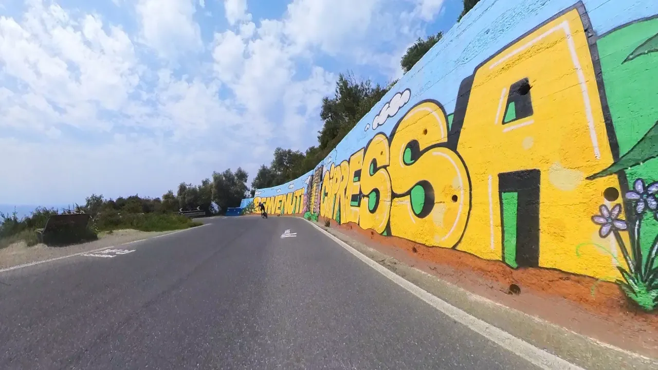 Cycling the Cipressa climb above San Lorenzo al Mare on the Italian Riviera