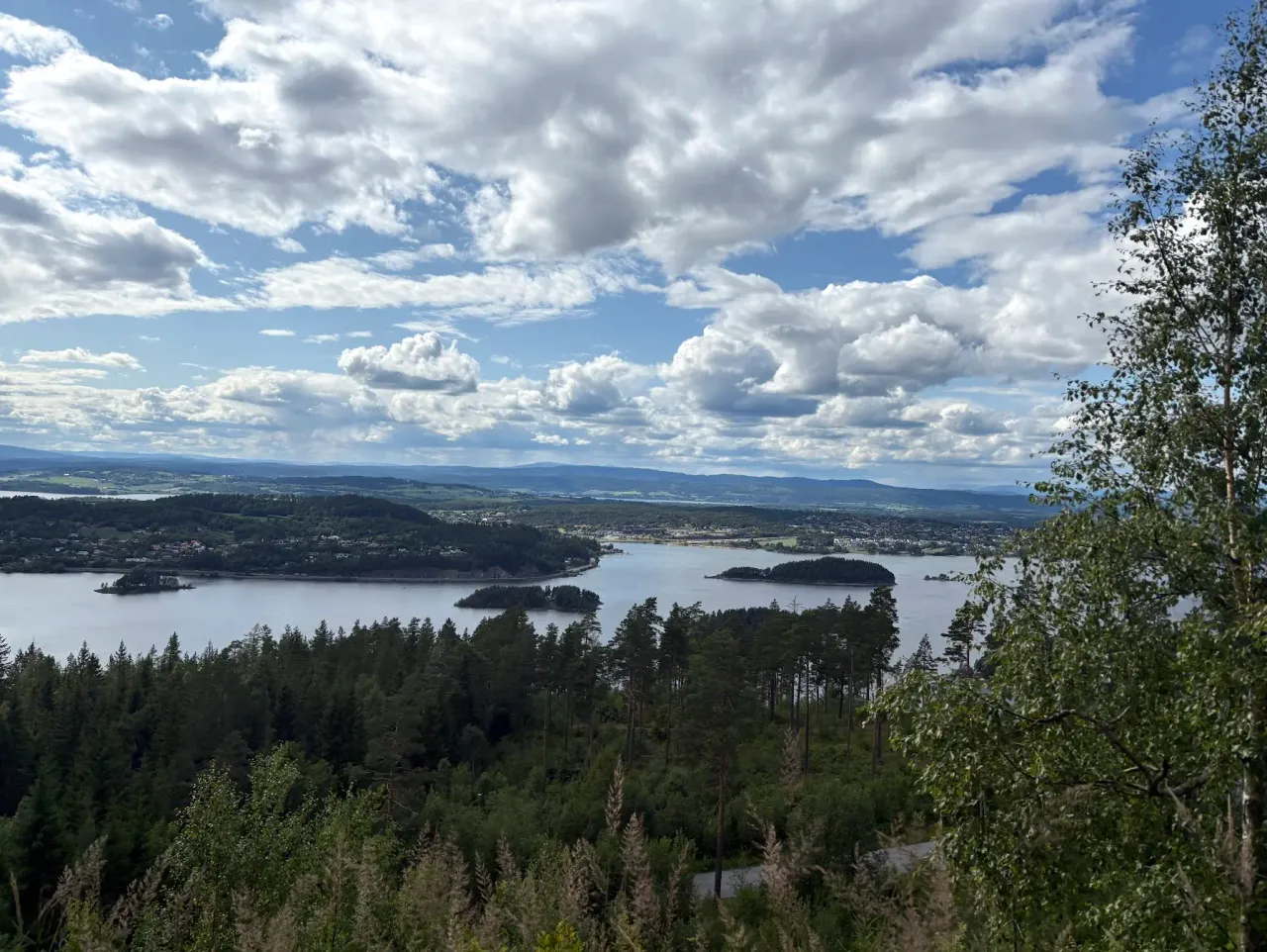 View from Kleiva climb over Tyrifjorden on the Nordmarka Royal Loop from Oslo