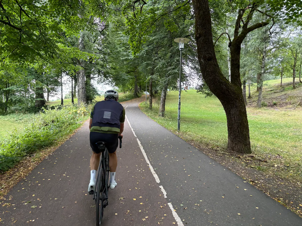 La parte baja de Austadbakken, justo después de Drammen. 2,3 kilómetros al 5 por ciento.