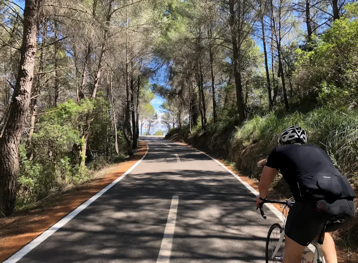 Cycling the coastal road to Andratx, Mallorca — dramatic limestone cliffs above the Mediterranean