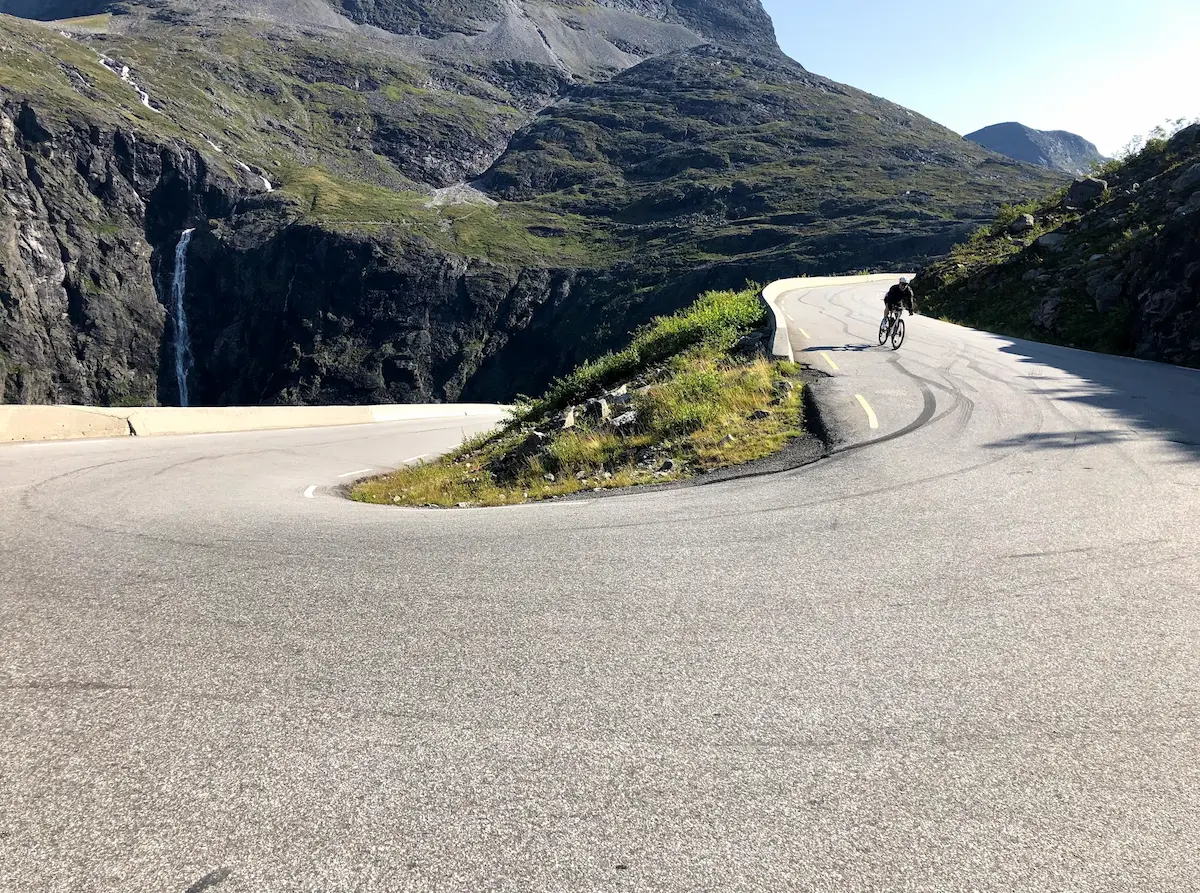 Trollstigen switchbacks, Norway — the legendary hairpin bends of the Troll's Ladder viewed from above
